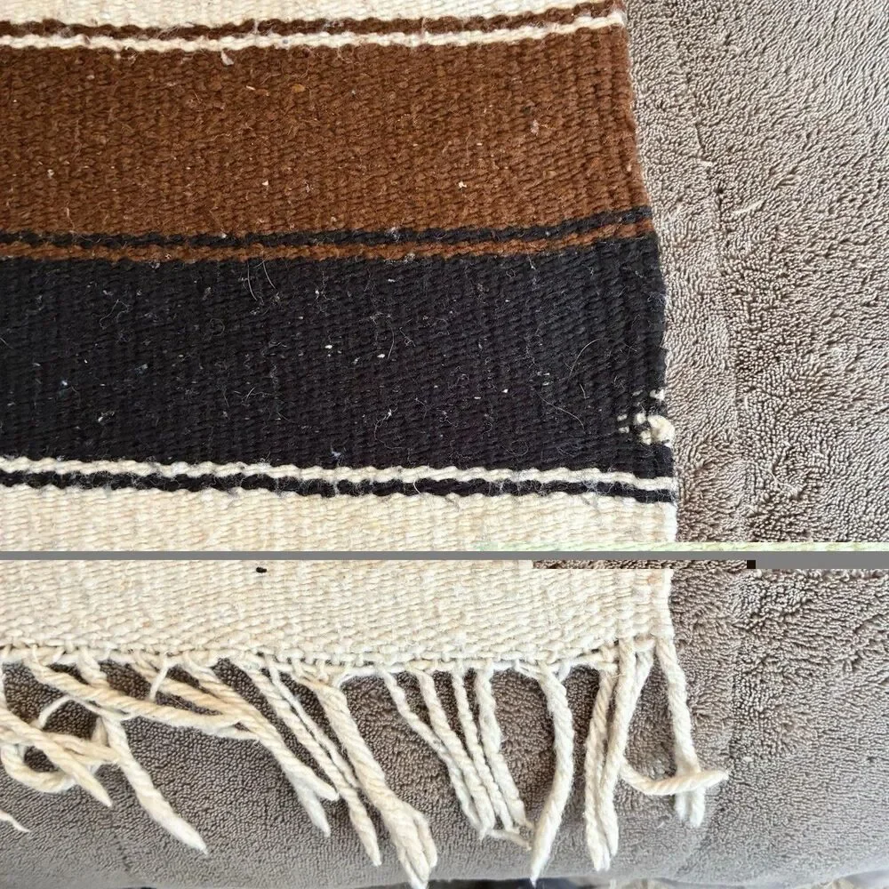 Vintage Mexican Serape Woven Blanket Throw Red Eagle Snake Wool 37x70”